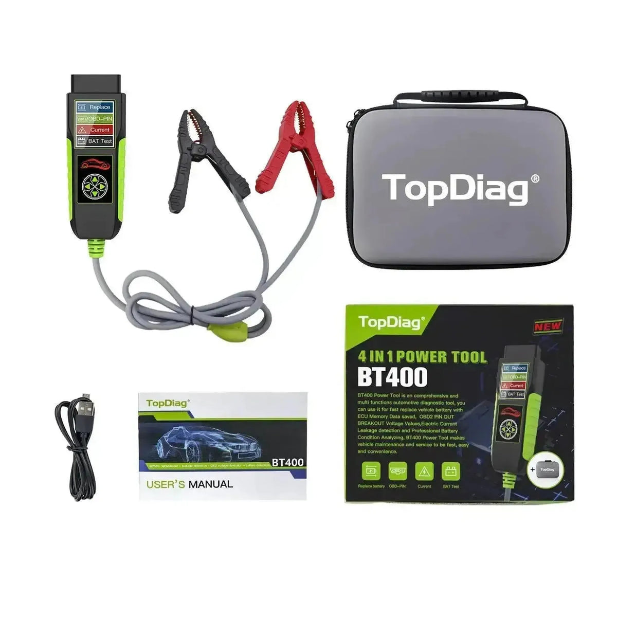 TopDiag BT400 Multifunktionell | Batteritestare