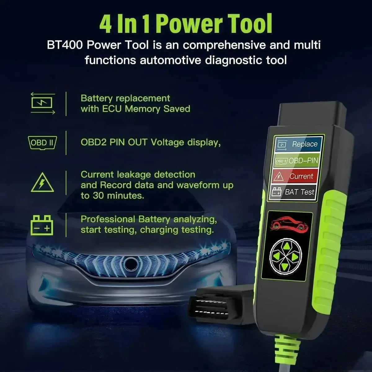 TopDiag BT400 Multifunktionell | Batteritestare