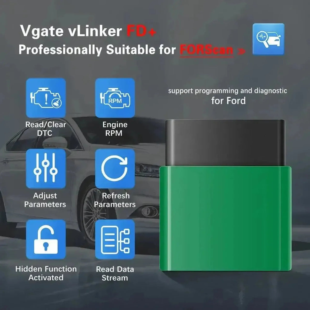 Vgate vLinker FD+ | ELM327-gränssnitt (Bluetooth 4.0)