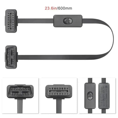 16-polig OBD2 flat förlängningskabel med switch (60 cm) | Gränssnitt