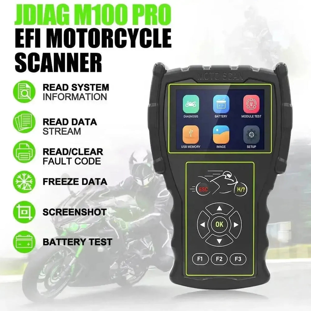 JDiag M100 Pro-motordianosapparat för motorcyklar